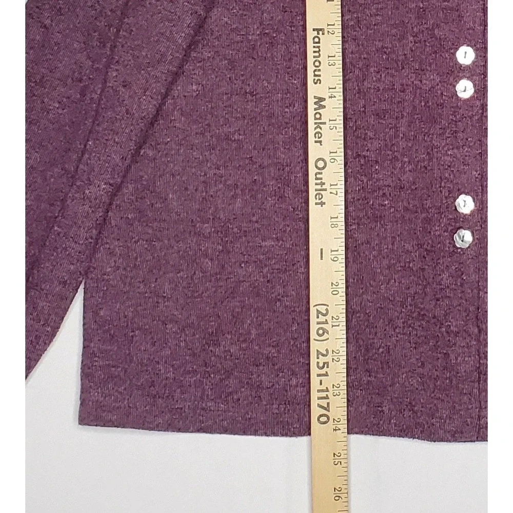 Coldwater Creek Womens 1X Purple Heather Knit Skirt Cardigan Top Set Midi H13534